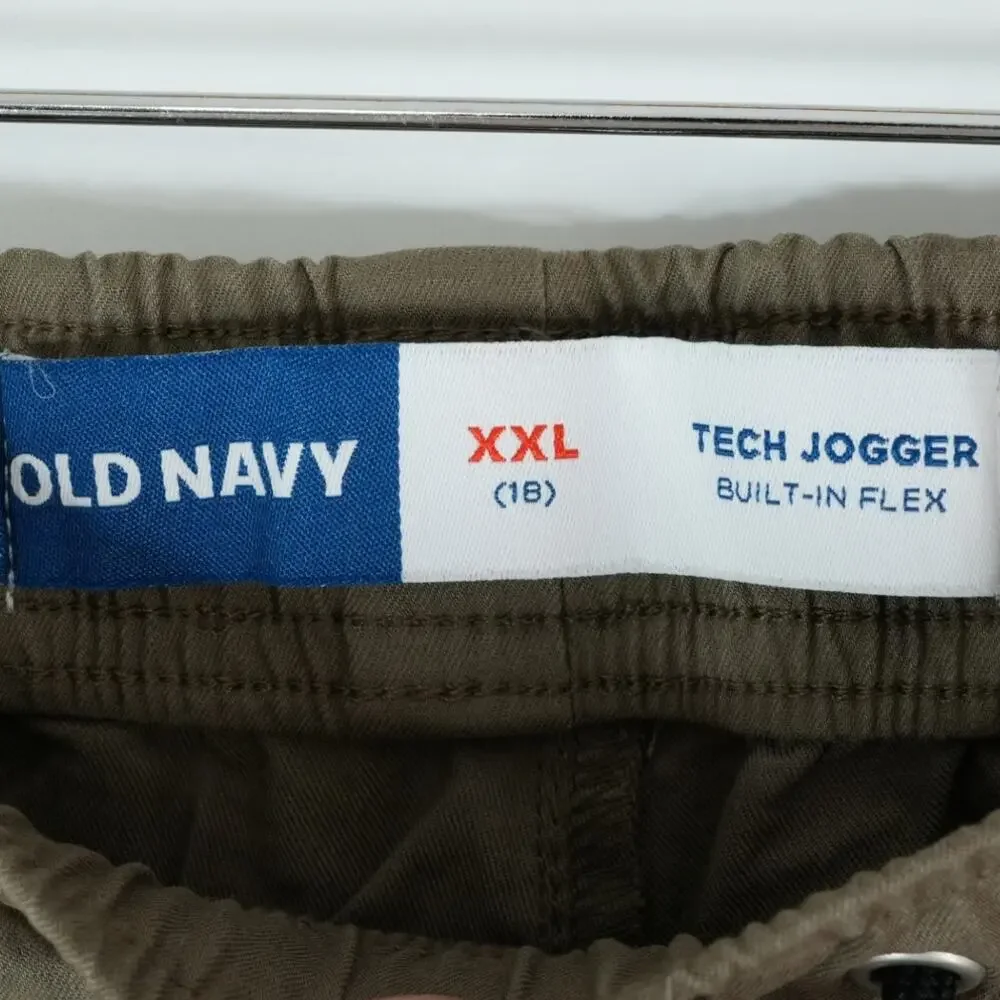 Old Navy Tech‎ Jogger Youth XXL (18) Brown Built in Flex Zip Pockets Drawstrings